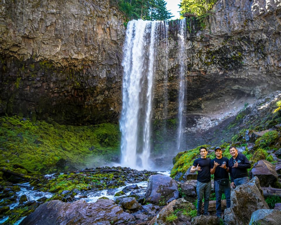 Travis with family at Tamanawas Falls, Oregon