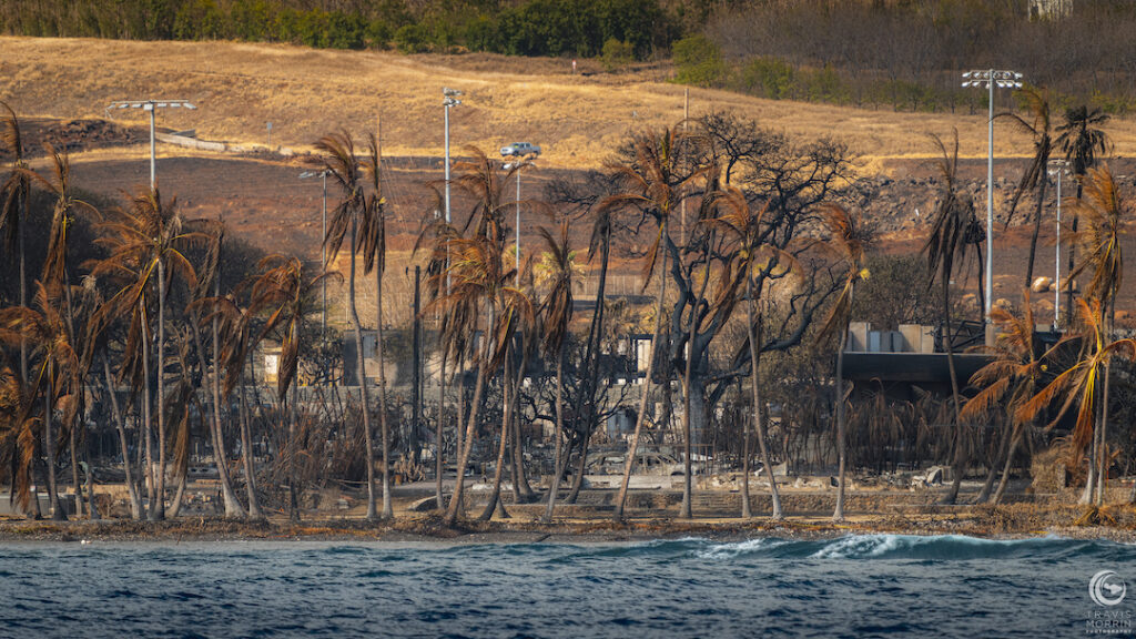 Lahaina fire damage from afar on Maui