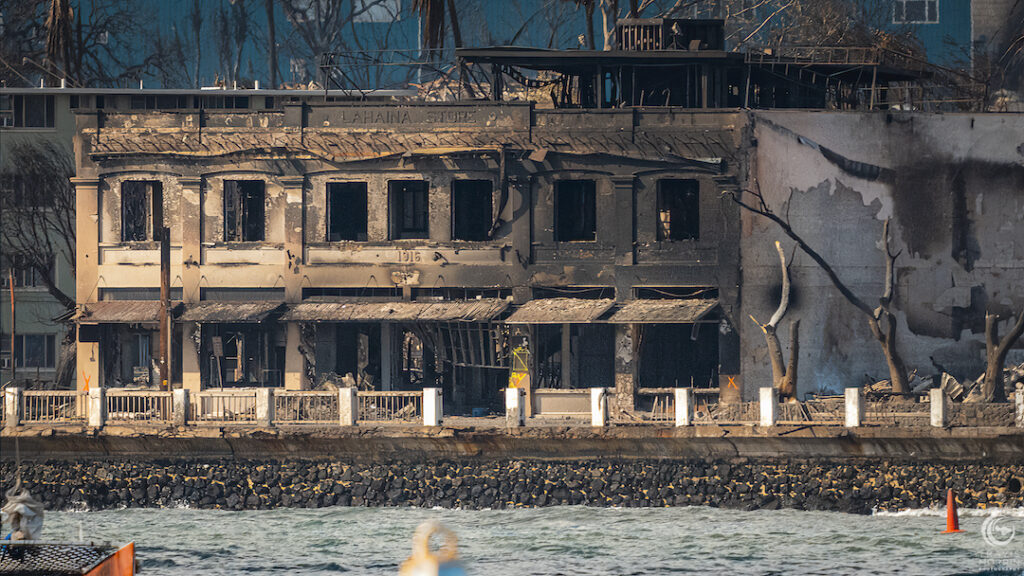 Fleetwood's on Front Street building burned in Lahaina fires on Maui